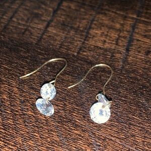 Gold Hook Earrings with Clear Crystal Drops - Women Jewelry